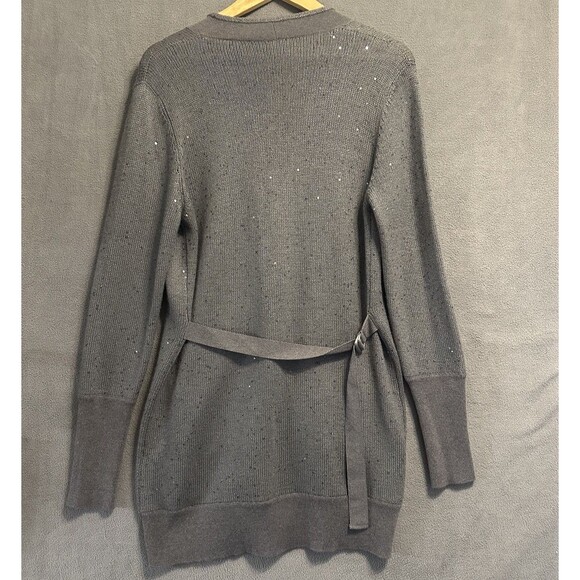 Brunello Cucinelli Cashmere Silk Cardigan Size XXL Gray Sequin Quiet Luxury - Picture 9 of 11
